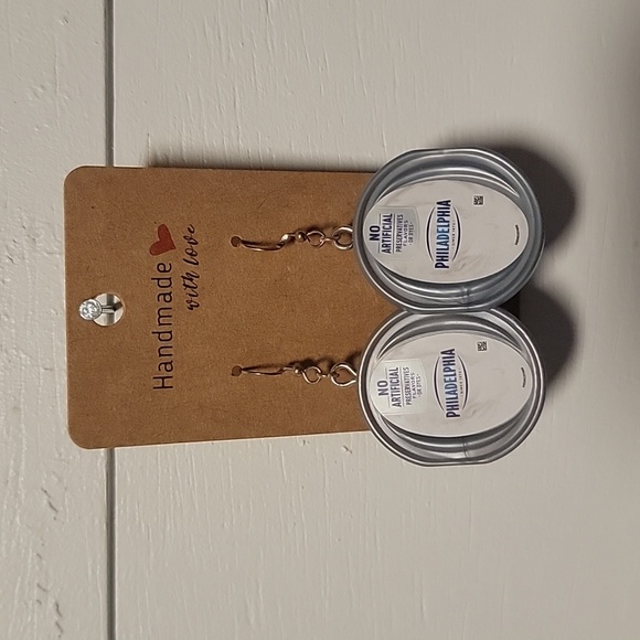 Handmade "Cream Cheese" Earrings - Picture 1 of 2